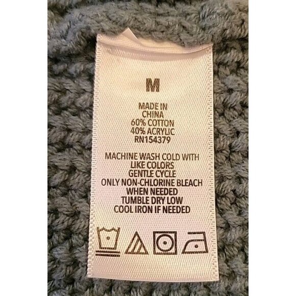 Aeropostale Blue Green Cable Knit Sweater Medium‎ Womens Cotton Warm Cozy EUC - Picture 8 of 9